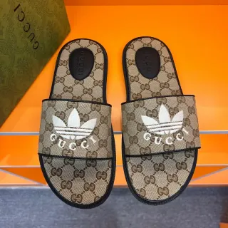 Gucci x Adidas GG Monogram Trefoil Slide Slippers