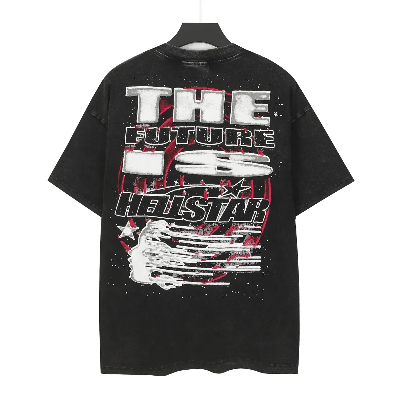 Hellstar Alien Face Graphic Oversized Distressed Black T-Shirt 3