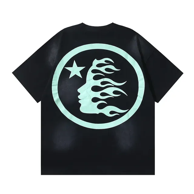 Hellstar Black Green Oversized Fit Graphic Front And Back Print T-Shirt 3