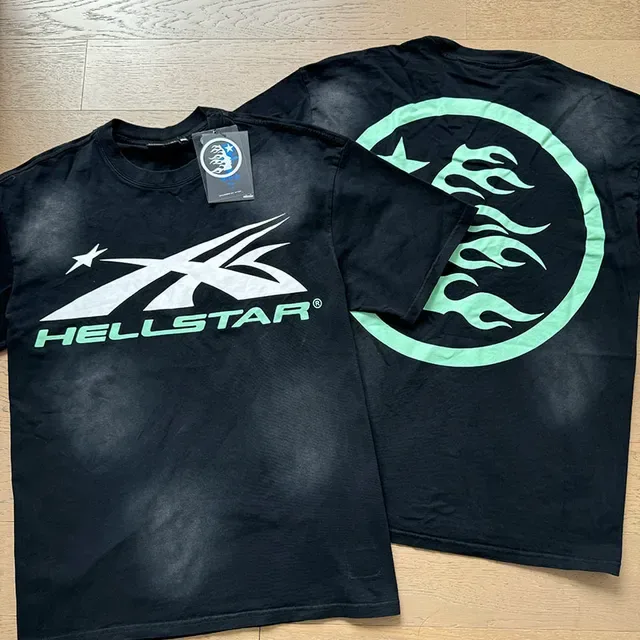 Hellstar Black Green Oversized Fit Graphic Front And Back Print T-Shirt 7