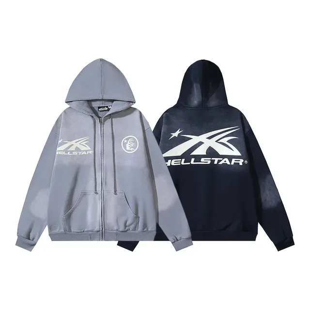 Hellstar Graphic-Print Full-Zip Oversized Hoodie 8