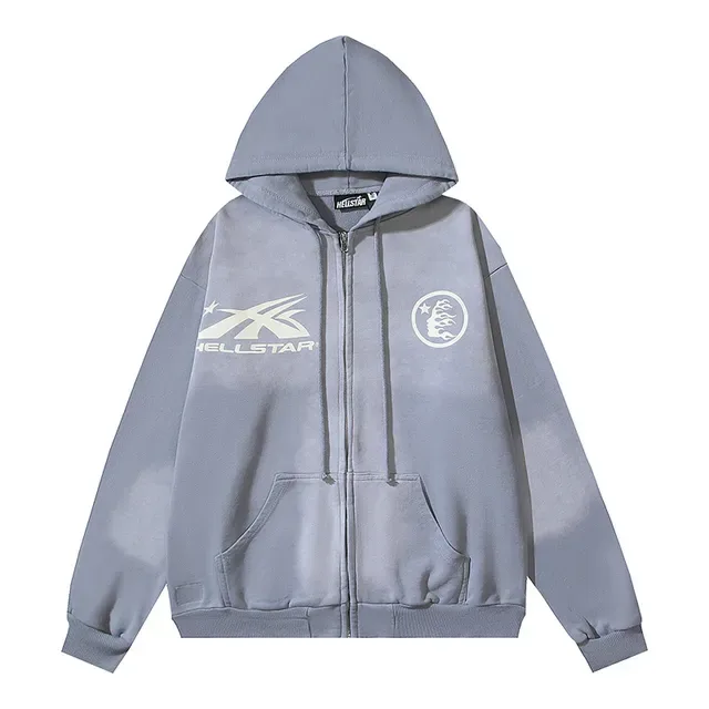 Hellstar Graphic-Print Full-Zip Oversized Hoodie 9