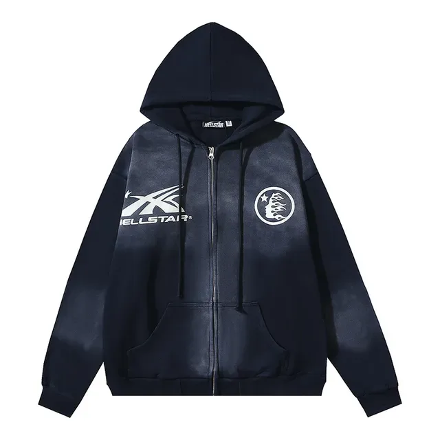Hellstar Graphic-Print Full-Zip Oversized Hoodie 11