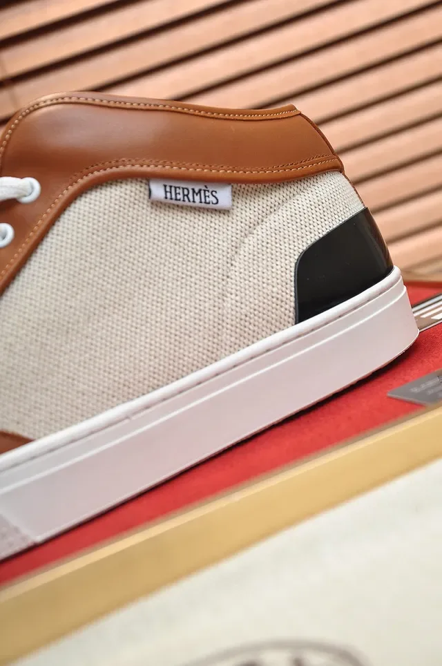 Hermès Beige Marron Sneakers Lifestyle Hautes en Matériau Mixte 2