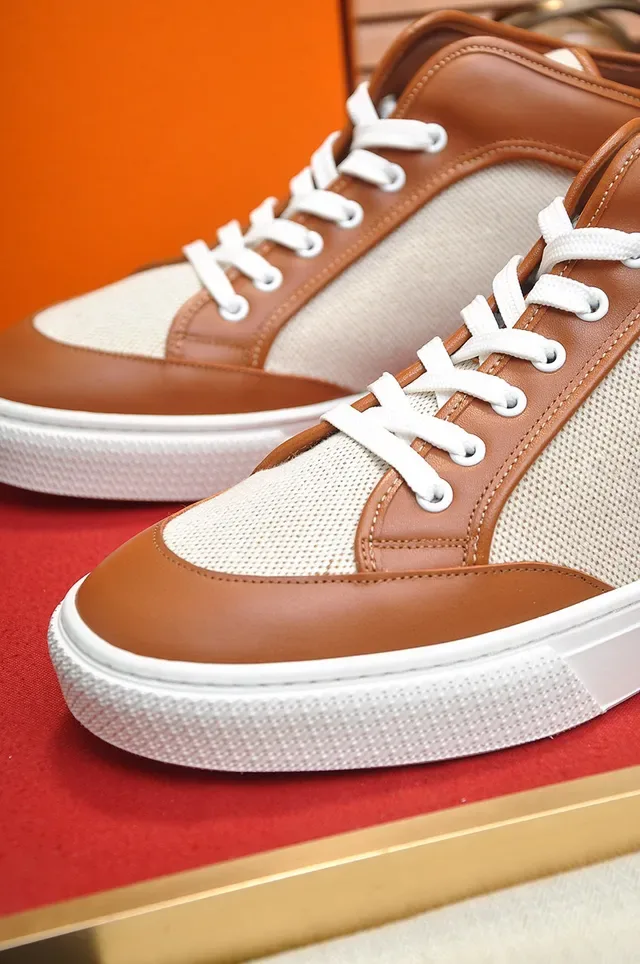 Hermès Beige Marron Sneakers Lifestyle Hautes en Matériau Mixte 3