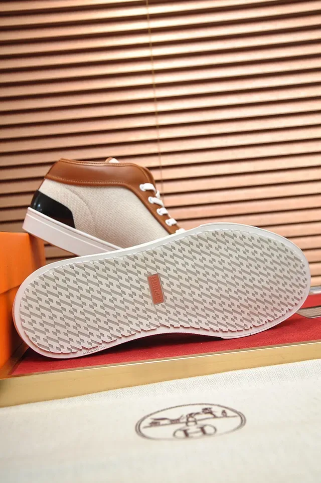 Hermès Beige Marron Sneakers Lifestyle Hautes en Matériau Mixte 4