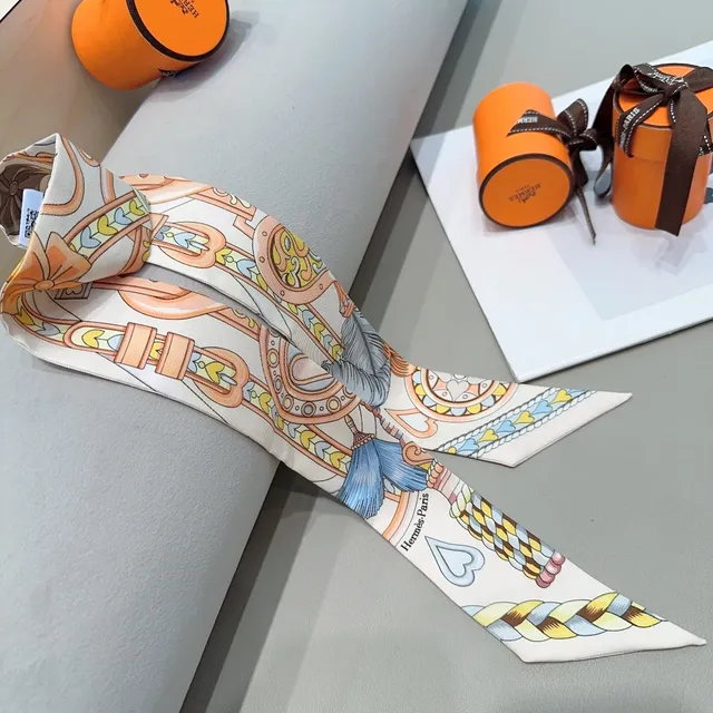 Hermès Beige Multicolor Printed Illustrative Motifs Silk Scarf 5