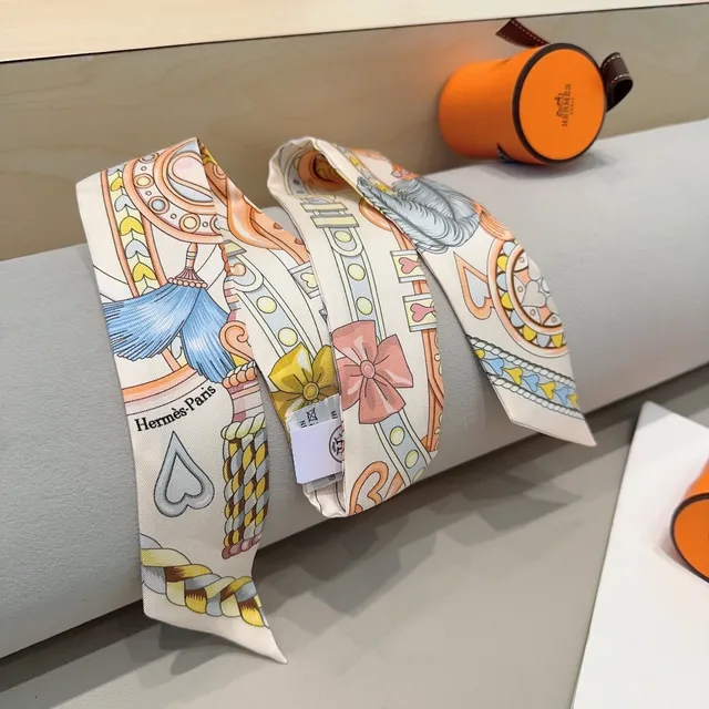 Hermès Beige Multicolor Printed Illustrative Motifs Silk Scarf 6