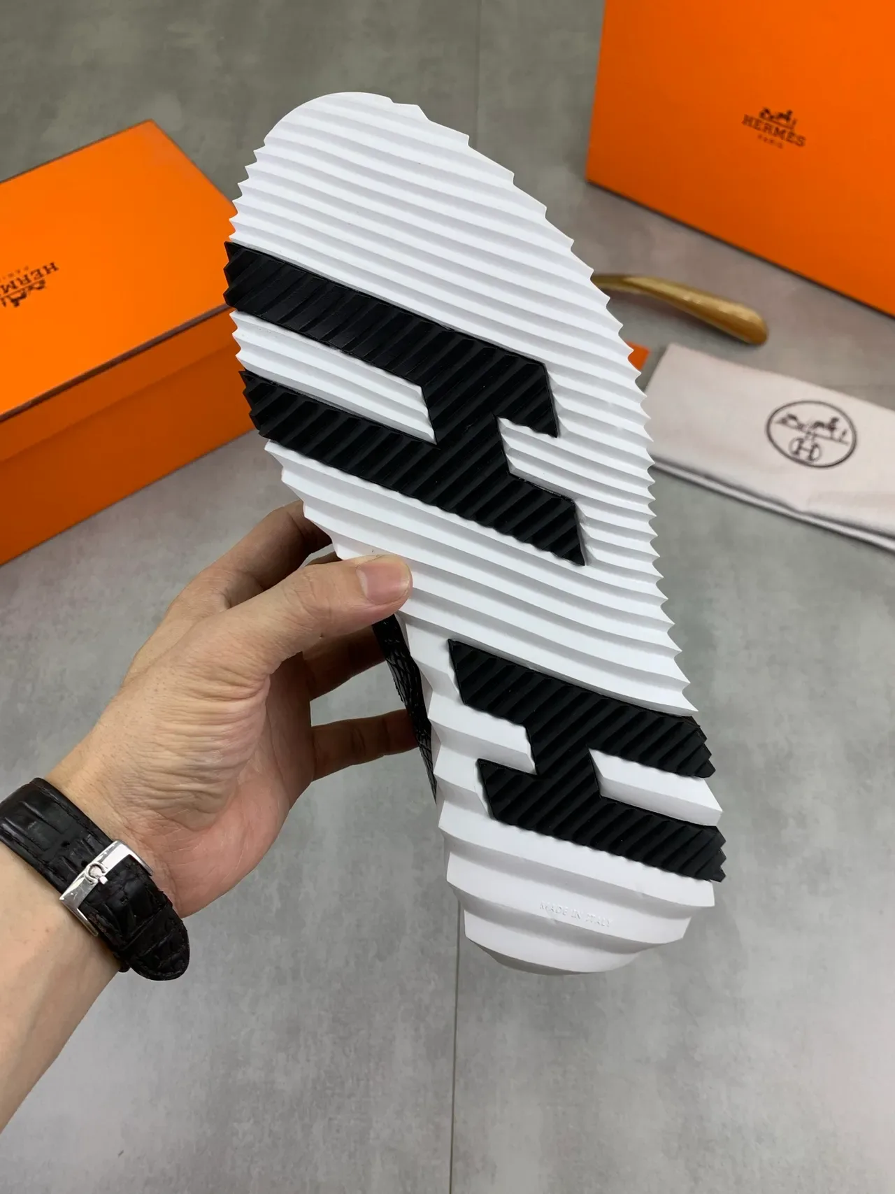 Hermès Black Crocodile-Embossed Leather Lifestyle Sneakers 3