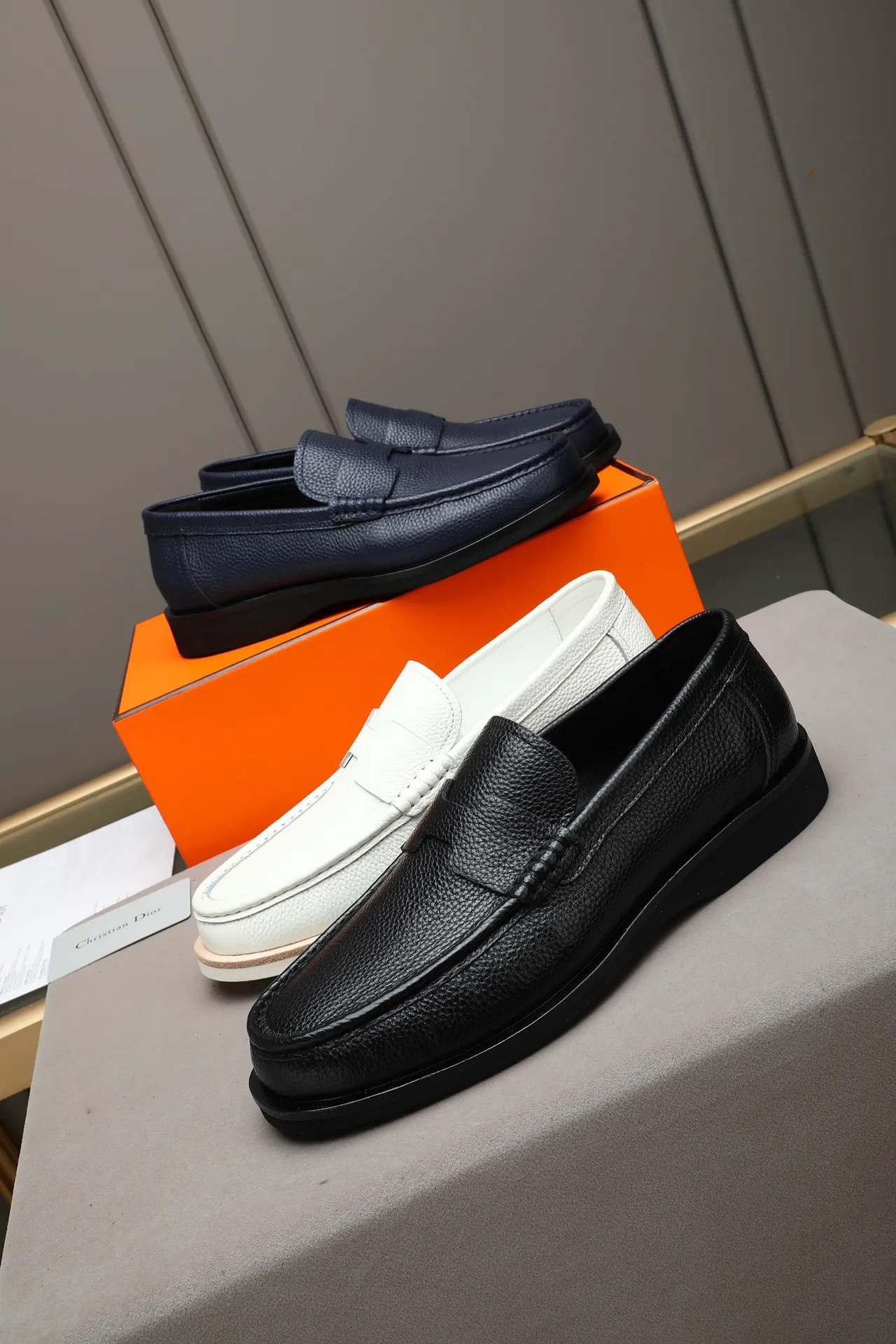 Hermès Black Pebbled Leather Penny Strap Loafer 3