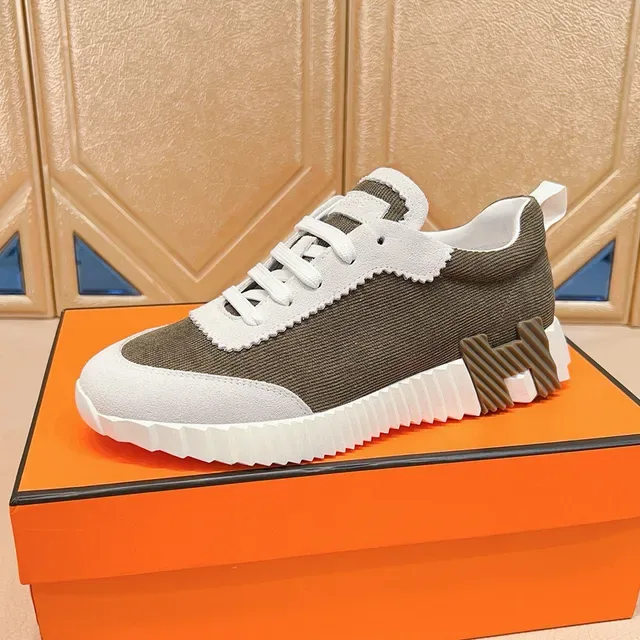 Hermès Marron Blanc Corduroy Supérieur Serrated Collar Trim Lifestyle Sneakers 8