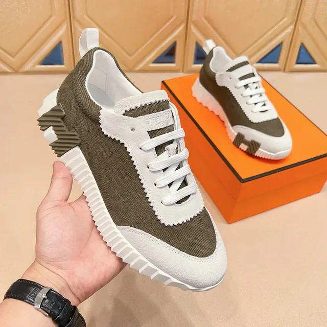 Hermès Marron Blanc Corduroy Supérieur Serrated Collar Trim Lifestyle Sneakers 9