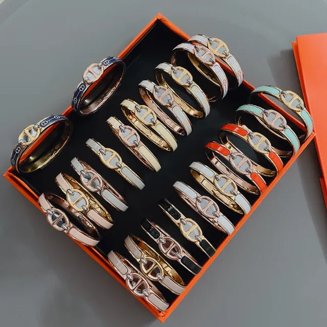 Hermès Clic H Multicolor Rigid Bangle Enamel-Inlaid Bracelet 1