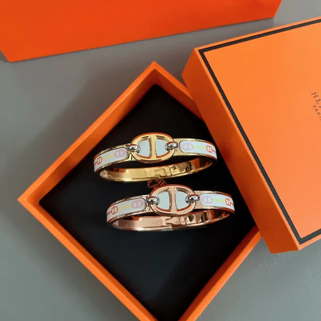 Hermès Clic H Multicolor Rigid Bangle Enamel-Inlaid Bracelet 2