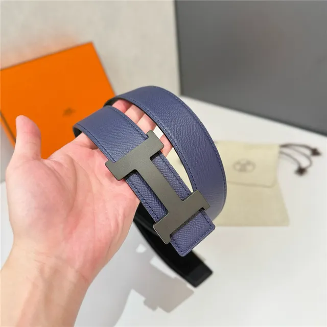 Hermès Constance Belt Reversible Navy and Beige Epsom Leather Belt 3