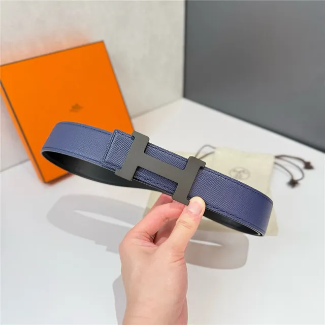Hermès Constance Belt Reversible Navy and Beige Epsom Leather Belt 5