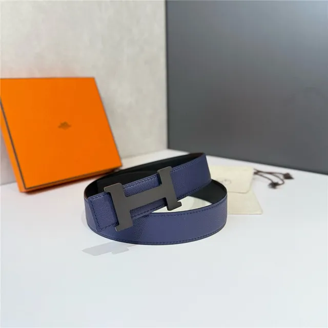 Hermès Constance Belt Reversible Navy and Beige Epsom Leather Belt 6