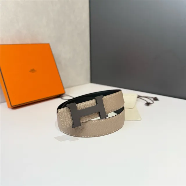 Hermès Constance Belt Reversible Navy and Beige Epsom Leather Belt 11