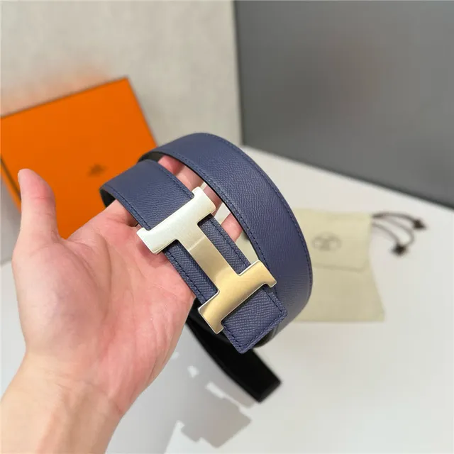 Hermès Constance Belt Reversible Navy and Beige Epsom Leather Belt 13