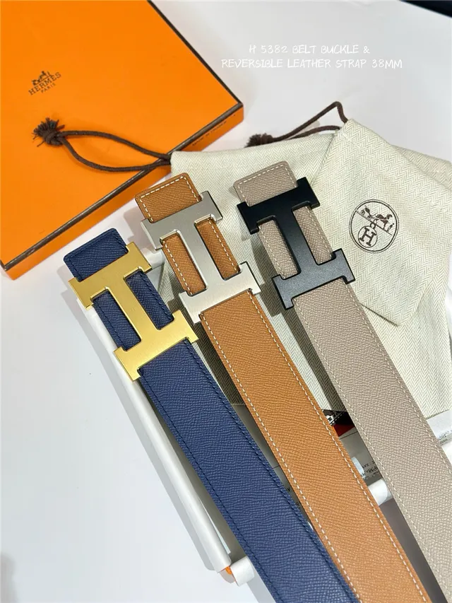Hermès Constance Belt Reversible Navy and Beige Epsom Leather Belt 17