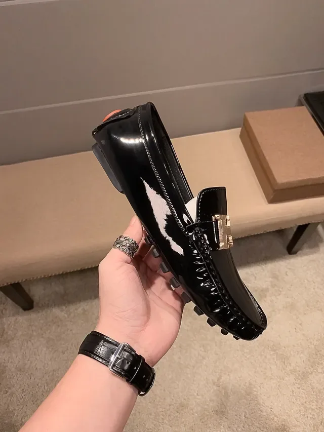 Hermès Constance Mocassin Noir Doré Cuir Patenté Boucle Métallique 'H' 5