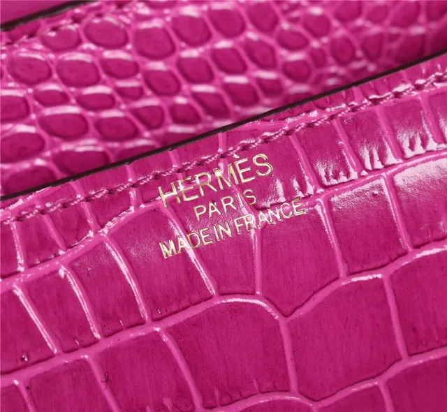 Hermès Constance Couro de Crocodilo Embossado Laranja Branco Fecho Metálico em Forma de H Bolsa 15