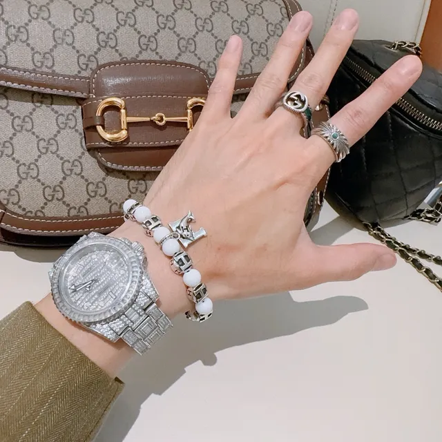 Hermès H-Charms White Silver Beaded Motif Bracelet 2