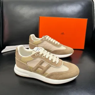Hermès H Logo Beige Suede Mesh Lifestyle Sneakers