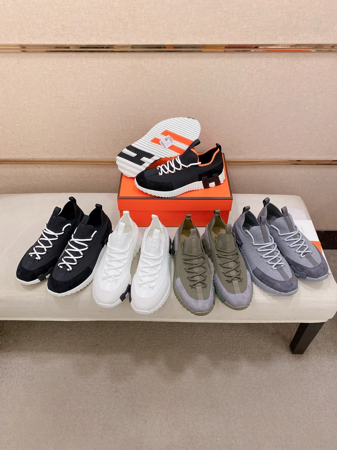 Hermès H-Ride Black and White Lifestyle Sneakers 2