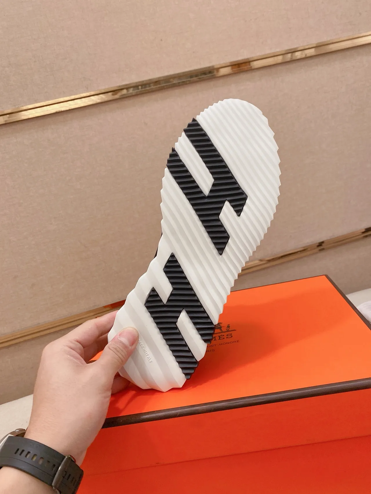 Hermès H-Ride Black and White Lifestyle Sneakers 3