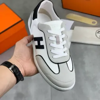 Hermès H Sneaker White and Gray Suede Lifestyle Sneakers