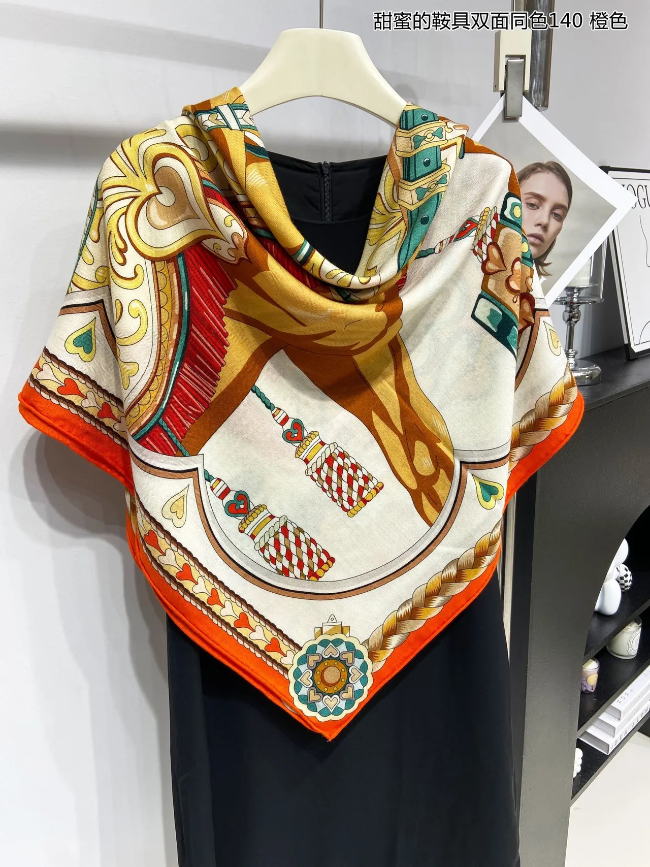 Hermès حزام القلب وشاح حرير برتقالي 9