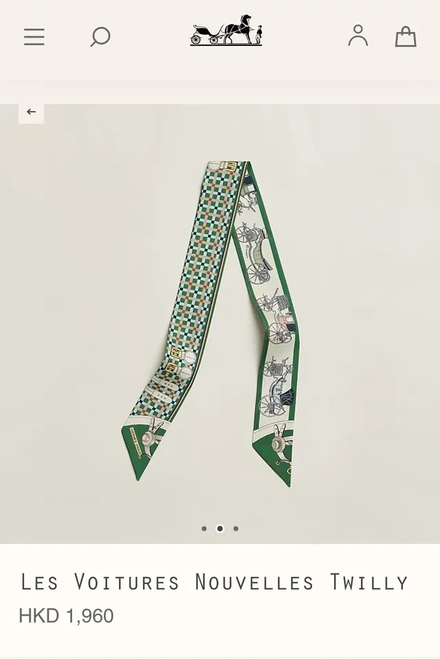 Hermès Les Voitures Nouvelles Twilly écharpe de soie verte imprimée 3