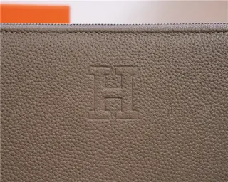 Hermès Navy Textured Pebbled Leather Embossed H Logo Wristlet 6