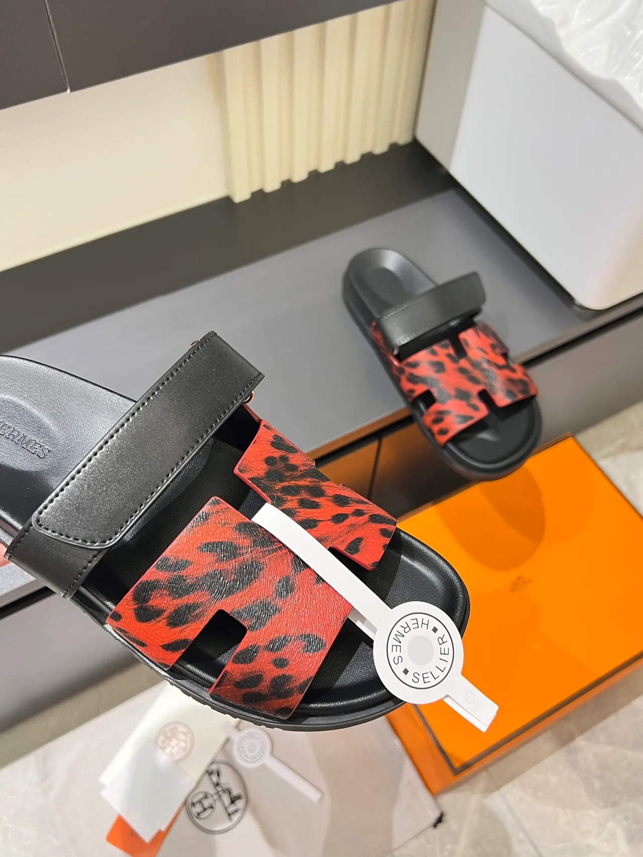 Hermès Oran H-Strap Animal Print Slippers 2