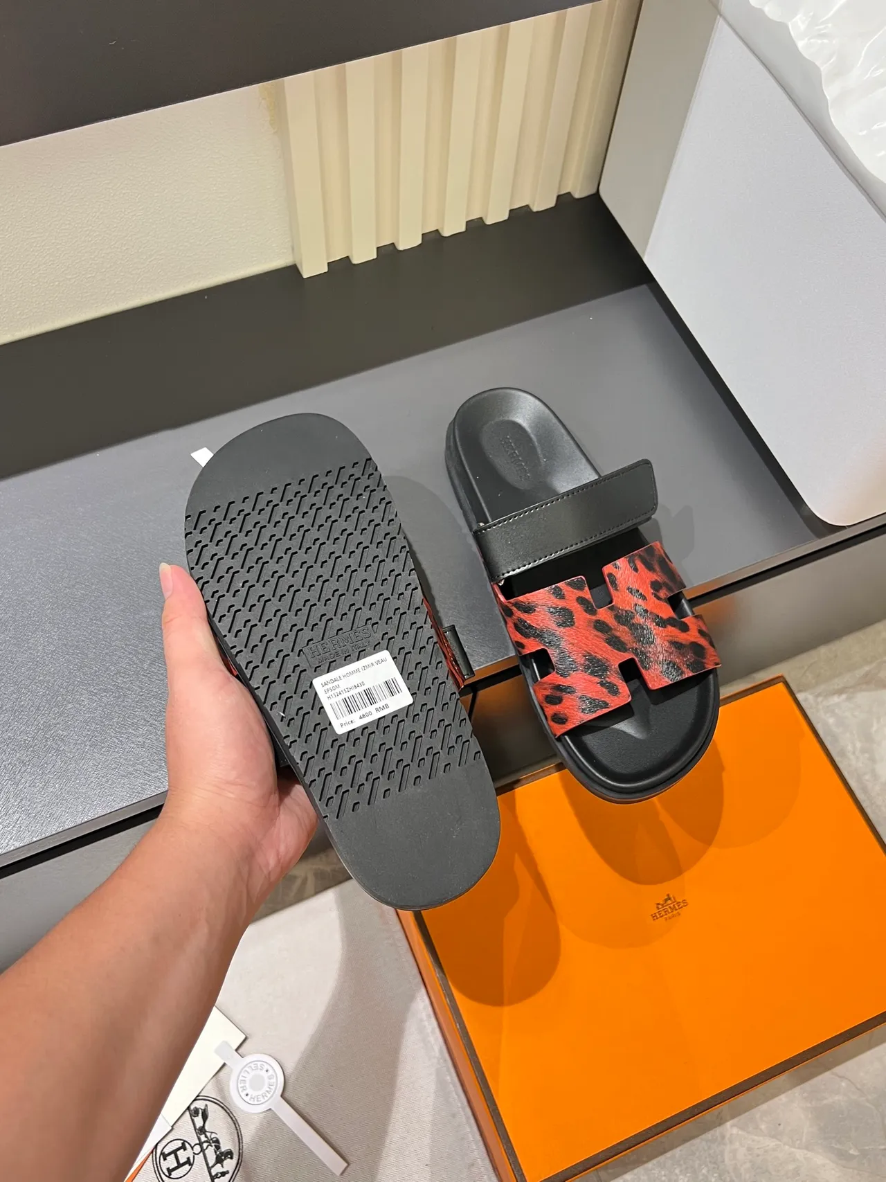 Hermès Oran H-Strap Animal Print Slippers 3