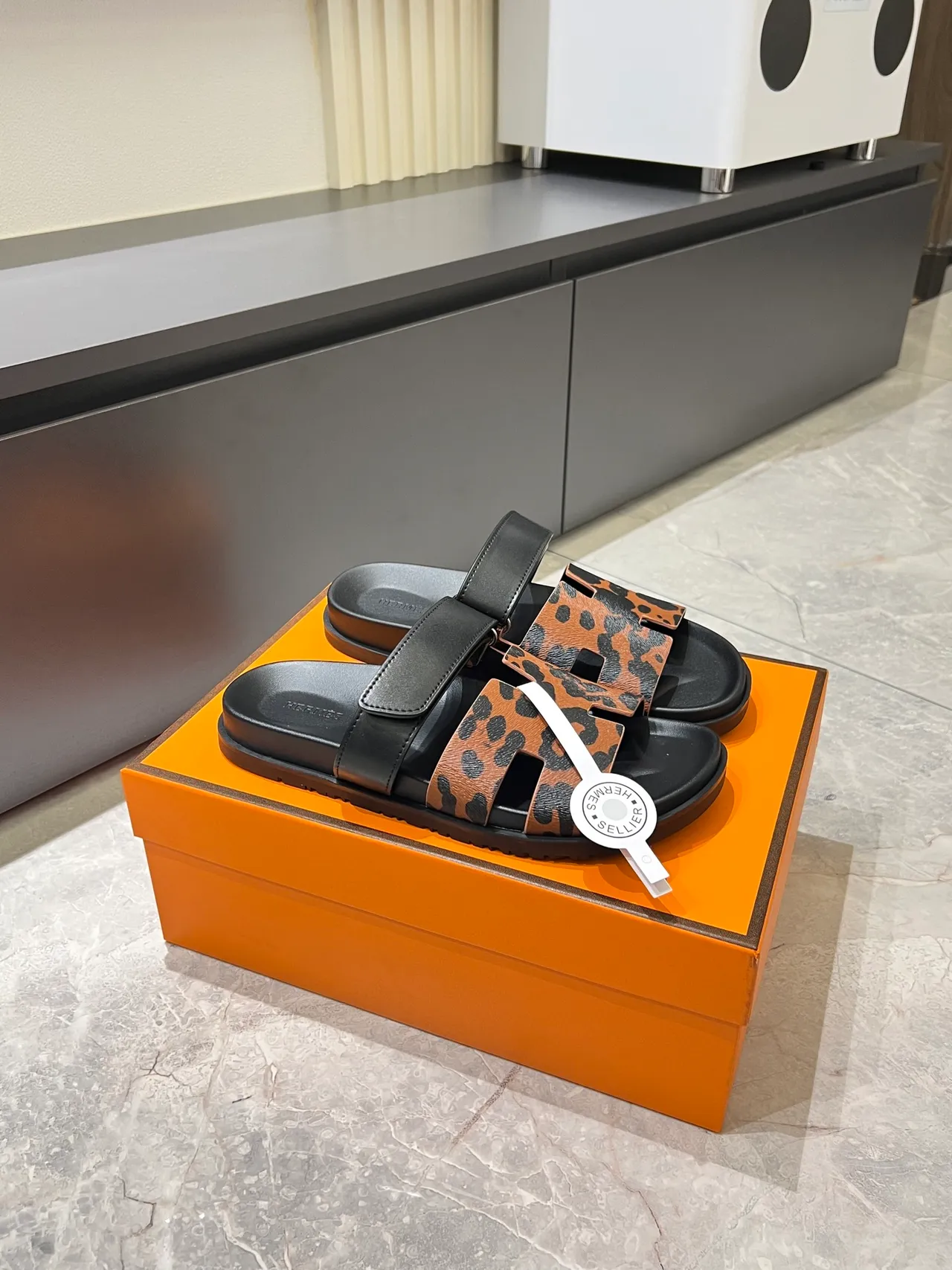 Hermès Oran H-Strap Animal Print Slippers 15