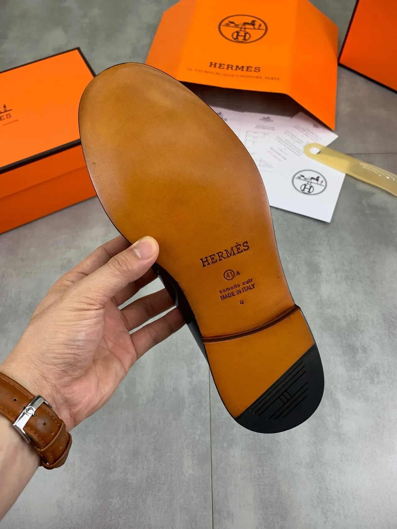 Hermès Oran Loafer Cuir Verni Noir H-Buckle 3
