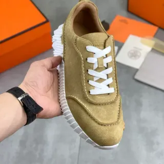 Hermès Oran Suede Tan and White Lifestyle Sneakers