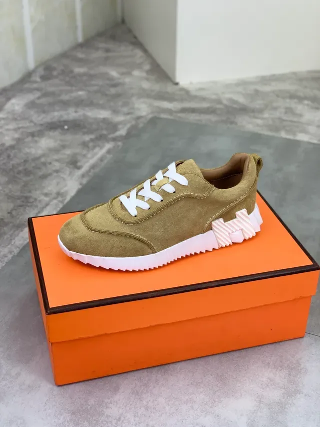 Hermès Oran Suede Tan and White Lifestyle Sneakers 5
