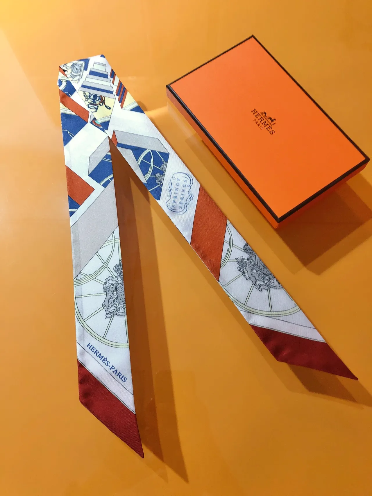Hermès White Multicolor Printed Geometric Border Silk Scarf 5
