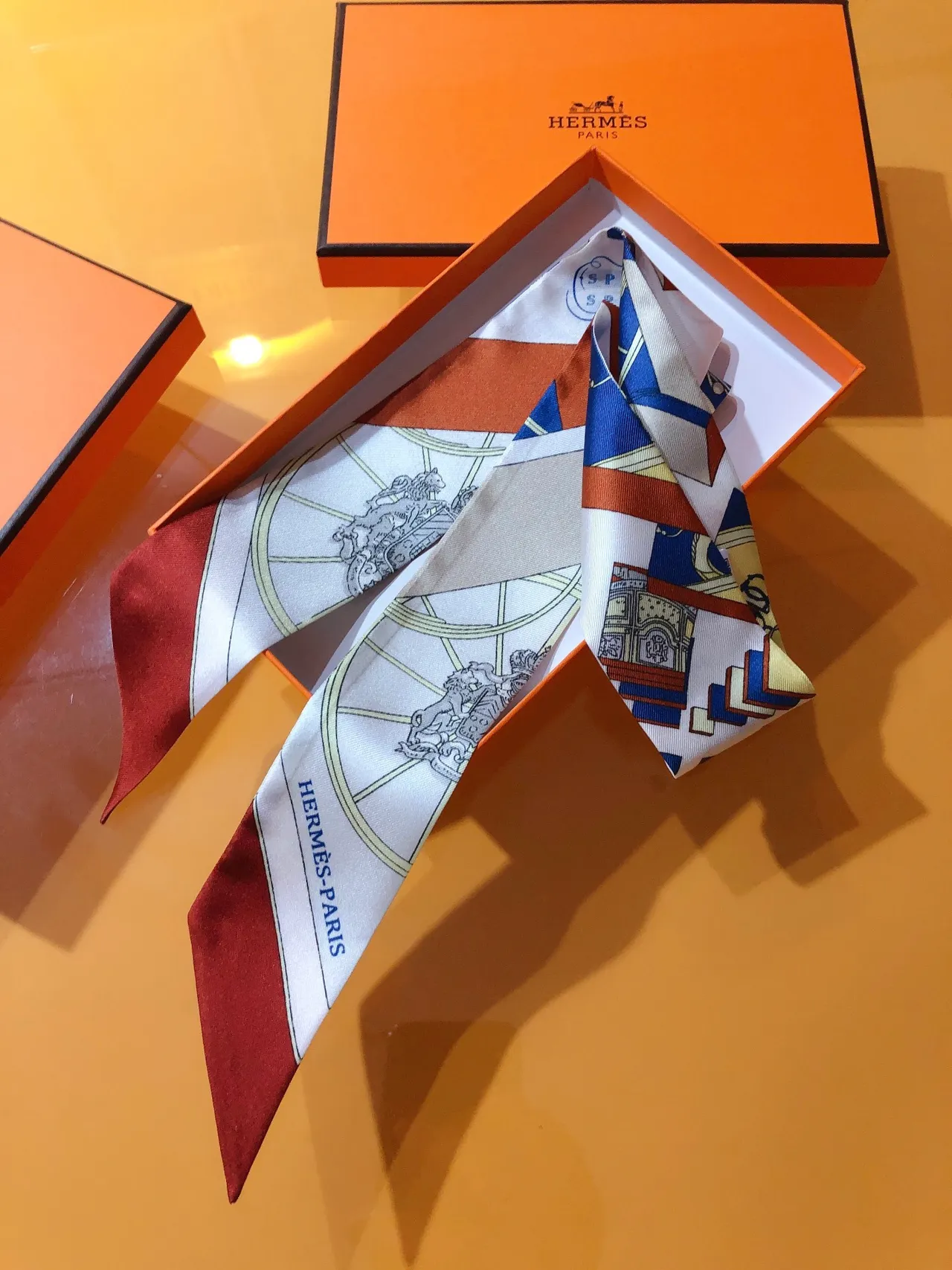 Hermès White Multicolor Printed Geometric Border Silk Scarf 6