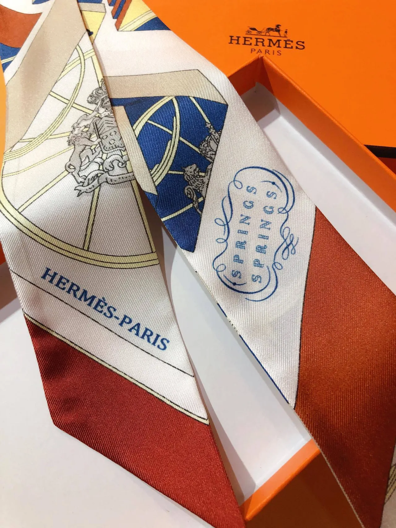 Hermès White Multicolor Printed Geometric Border Silk Scarf 8