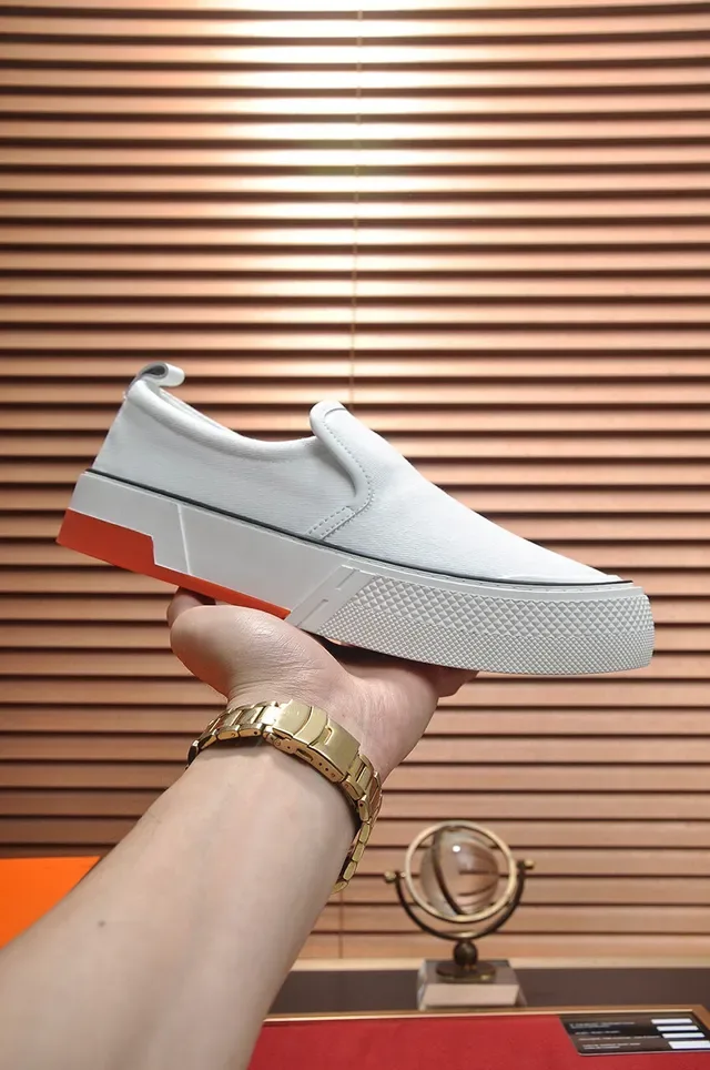 Hermès White Orange Slip-On Canvas Upper Lifestyle Sneakers 7