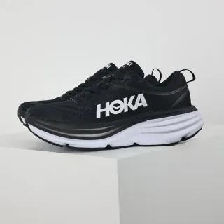 Hoka Black White Engineered Mesh Upper Thick Layered Midsole Running Shoes