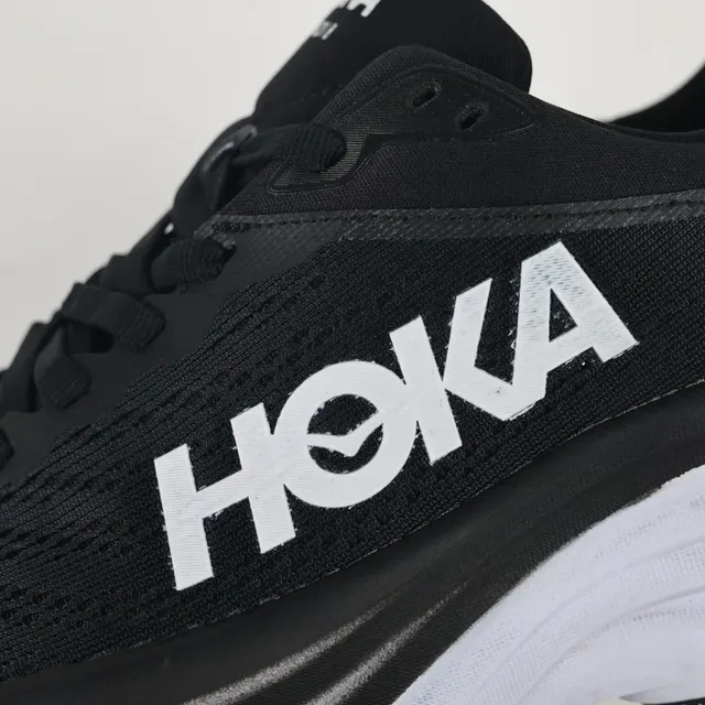Hoka Black White Engineered Mesh Upper Thick Layered Midsole Running Shoes 6