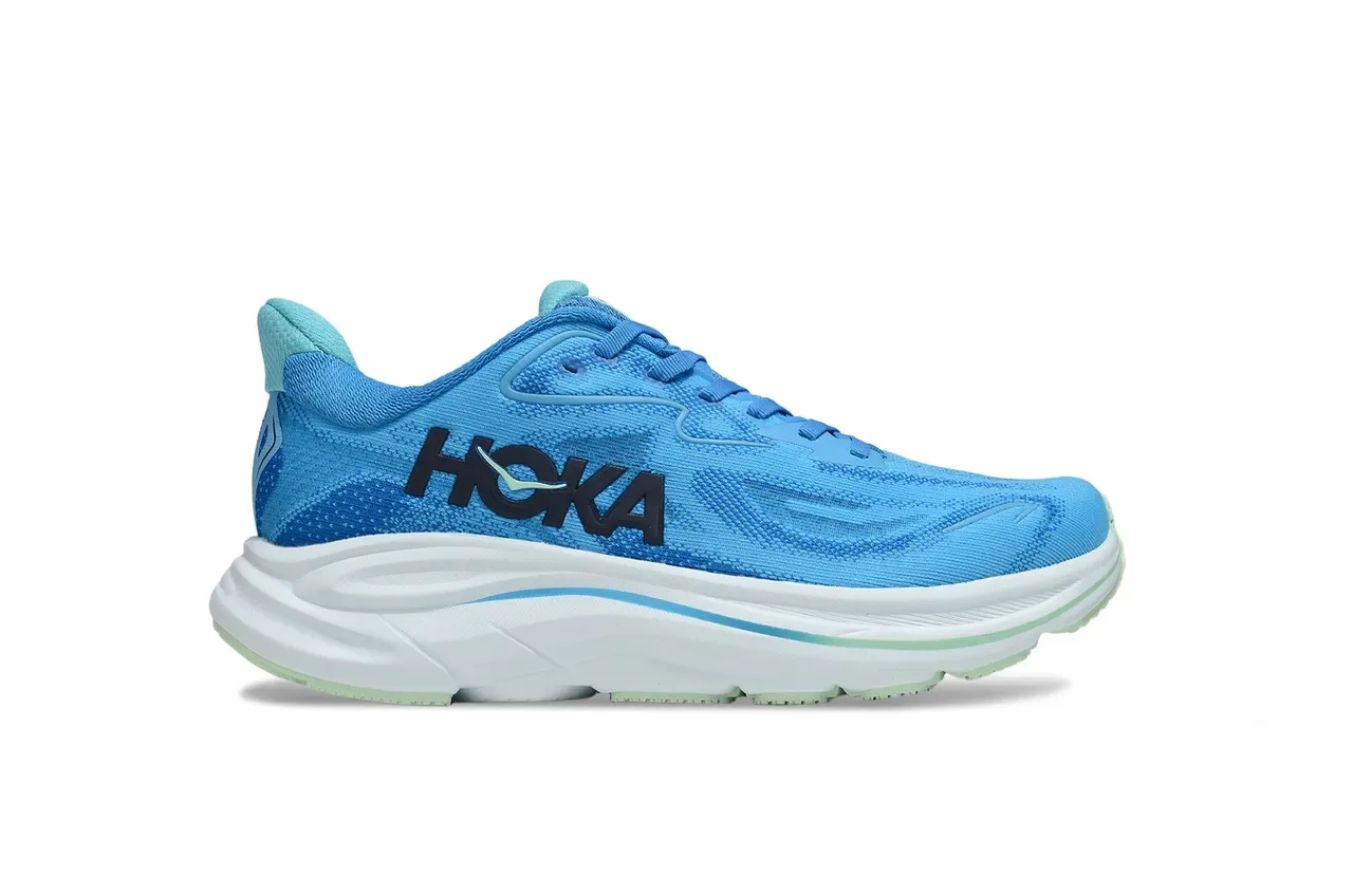 Hoka Azul Branco Tênis Running Engineered Knit Upper Sculpted Foam Midsole 2