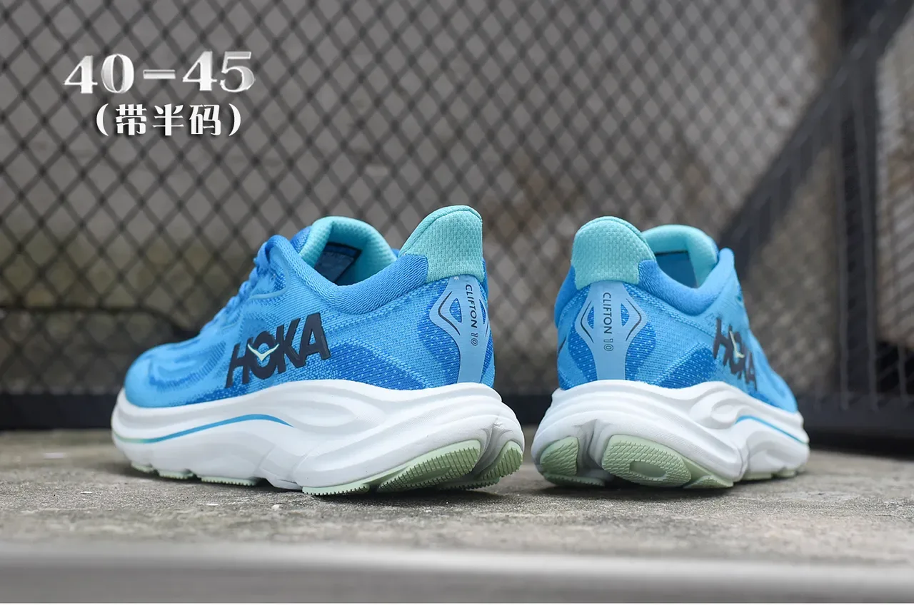 Hoka Azul Branco Tênis Running Engineered Knit Upper Sculpted Foam Midsole 6