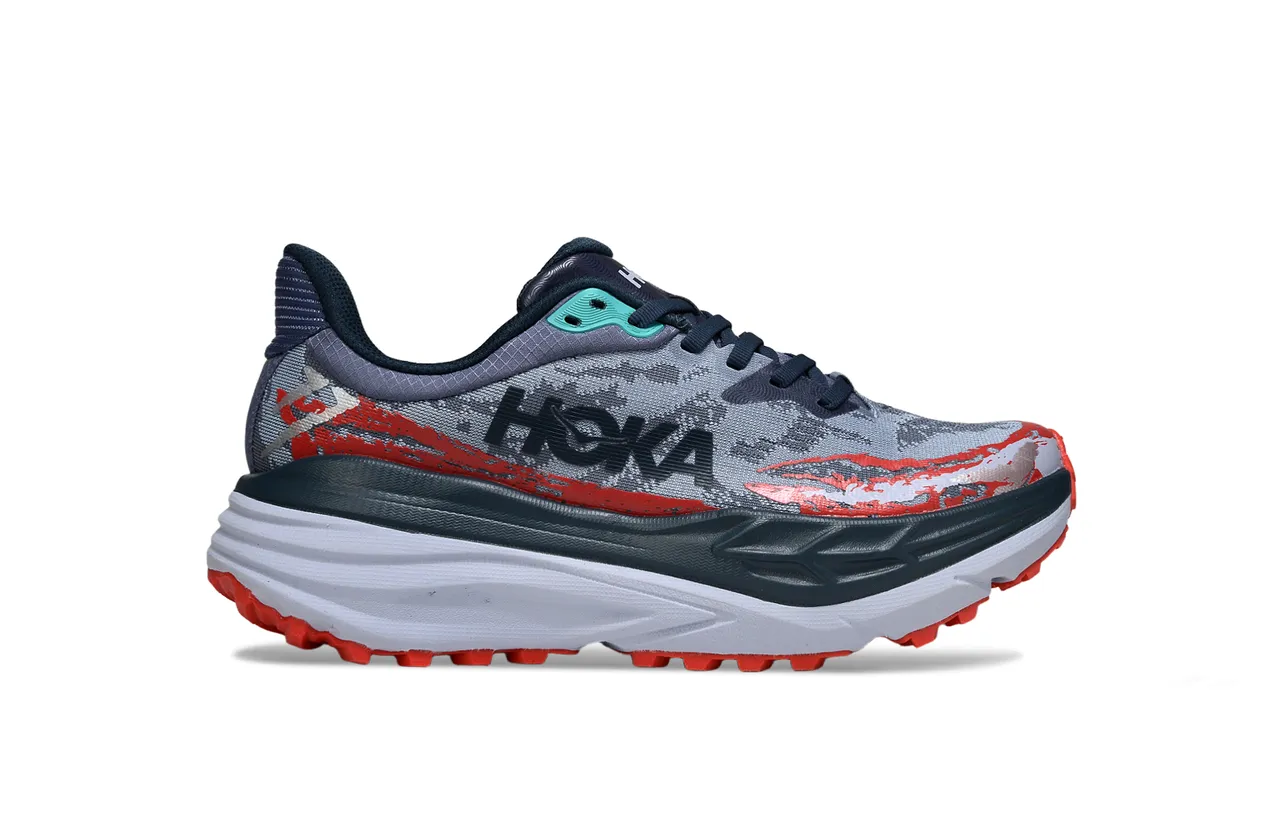 Hoka Gris Rouge Camo-Print Malla d'Ingénierie Superposition Graphique Bold Chaussures de course 2