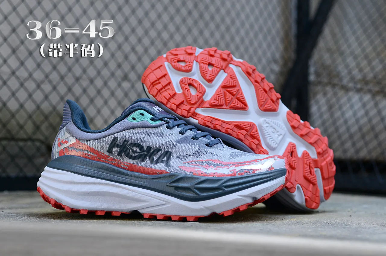 Hoka Gris Rouge Camo-Print Malla d'Ingénierie Superposition Graphique Bold Chaussures de course 7